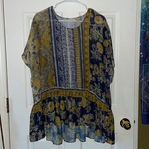 Oversized Women’s Boho Sheer Blouse L